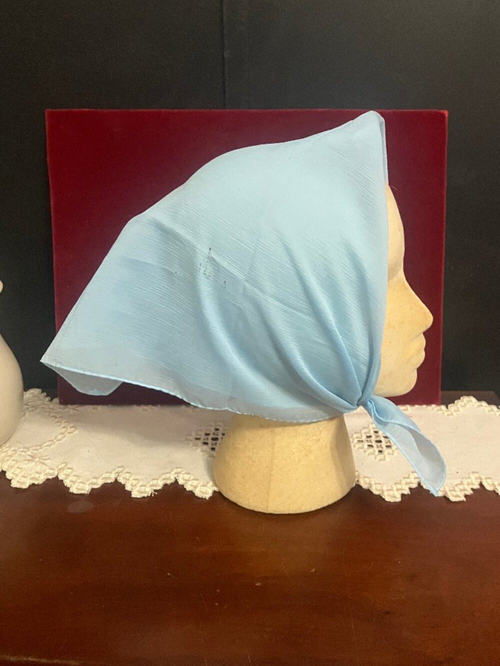 Flawed! Vintage Powder Blue Chiffon Scarf